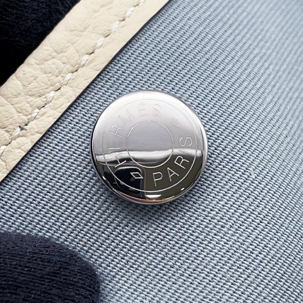 エルメス トートバッグ ガーデンパーティTPM クレ/ブルーリン/シルバー金具 トワルオフィシエ/ネゴンダ X刻印