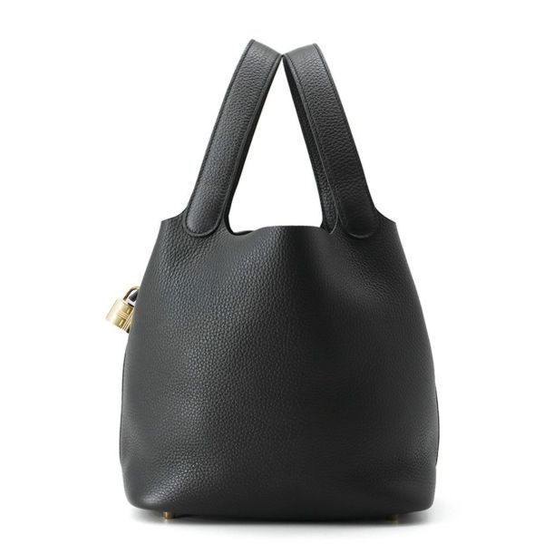 エルメス ハンドバッグ ピコタンロックMM ブラック/ゴールド金具 トリヨンクレマンス W刻印 黒