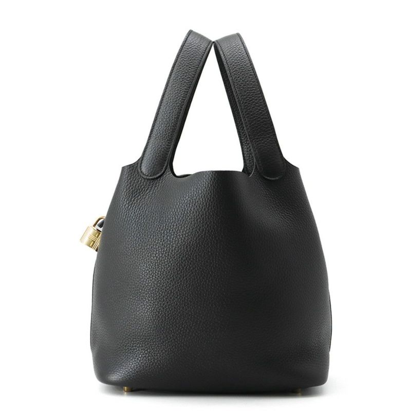 エルメス ハンドバッグ ピコタンロックMM ブラック/ゴールド金具 トリヨンクレマンス W刻印 黒