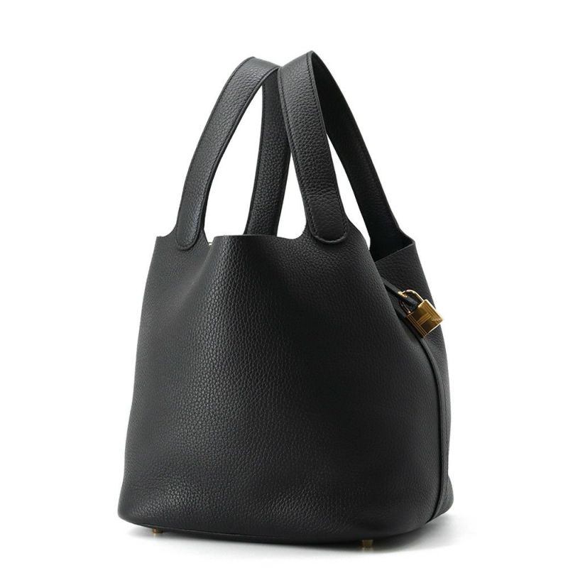 エルメス ハンドバッグ ピコタンロックMM ブラック/ゴールド金具 トリヨンクレマンス W刻印 黒