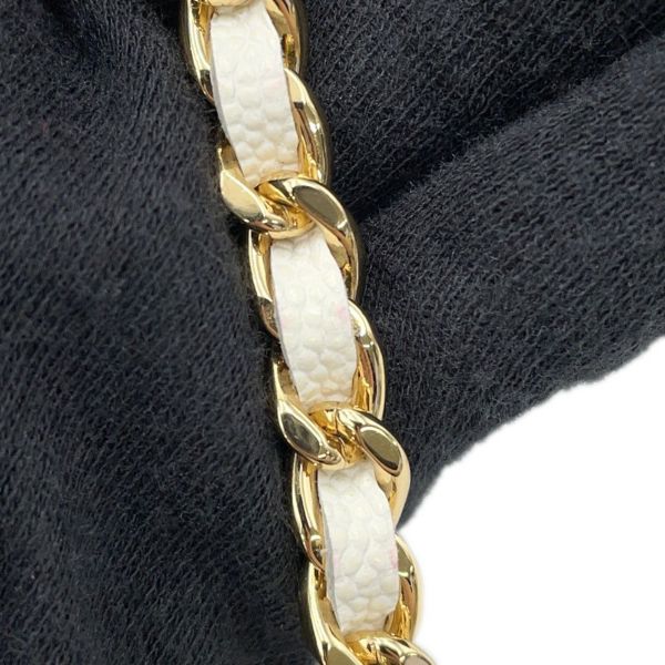 シャネル チェーンショルダーバッグ バニティ ココマーク マトラッセ トランプ キャビアスキン AP3079 白