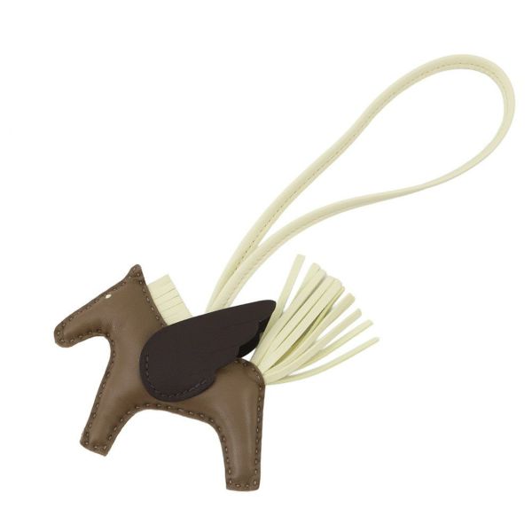 エルメス バッグチャーム ロデオPM ペガサス エトゥープ/ジョーヌミルトン/ルージュセリエ ラムスキン W刻印