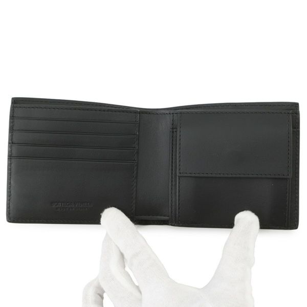 ボッテガヴェネタ 二つ折り財布 イントレチャート レザー 749412 BOTTEGA VENETA メンズ 黒