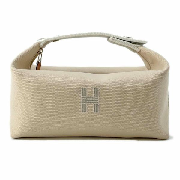 エルメス ポーチ ブリッド・ア・ブラックPM ベージュ/シルバー金具 キャンバス HERMES バッグ 小物入れ