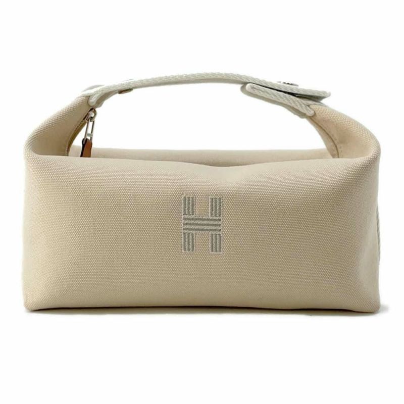 エルメス ポーチ ブリッド・ア・ブラックPM ベージュ/シルバー金具 キャンバス HERMES バッグ 小物入れ
