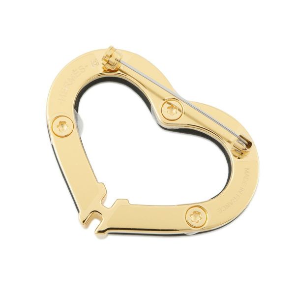 エルメス ブローチ オ・クール・デュ・フォーブル ブラック/ゴールド金具 スイフト HERMES アクセサリー 黒