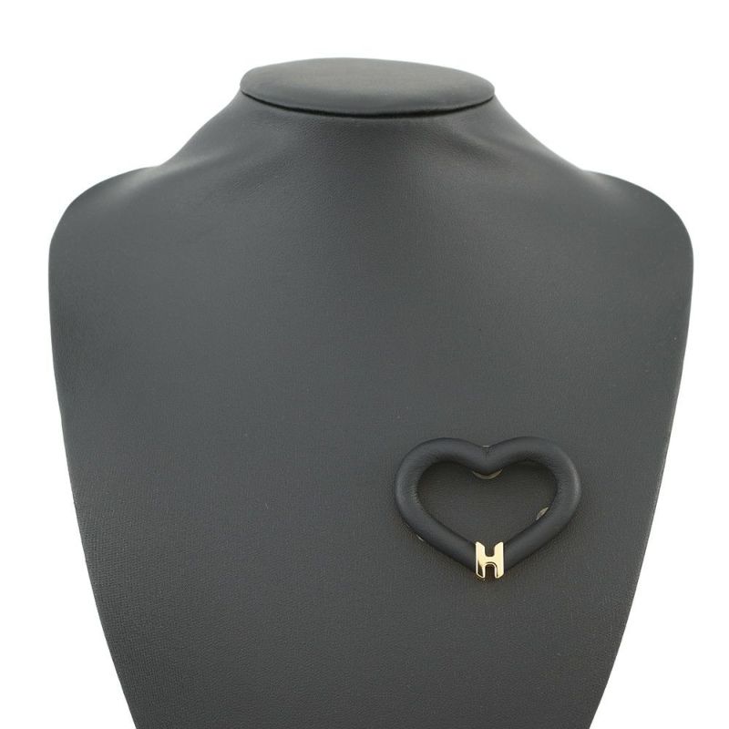 エルメス ブローチ オ・クール・デュ・フォーブル ブラック/ゴールド金具 スイフト HERMES アクセサリー 黒