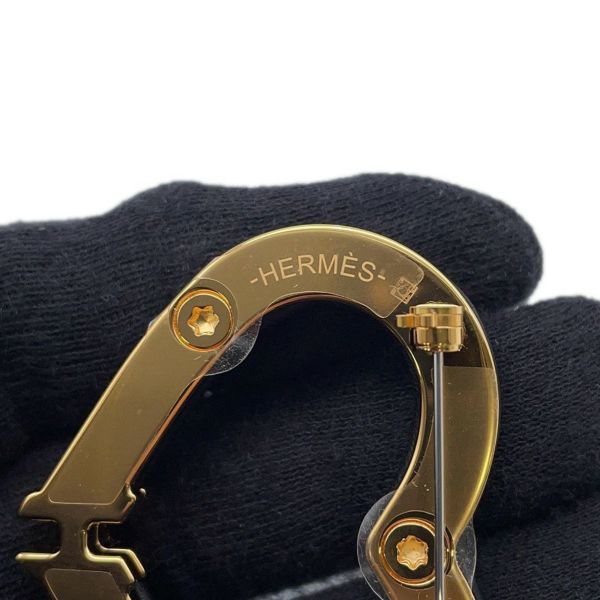 エルメス ブローチ オ・クール・デュ・フォーブル ブラック/ゴールド金具 スイフト HERMES アクセサリー 黒