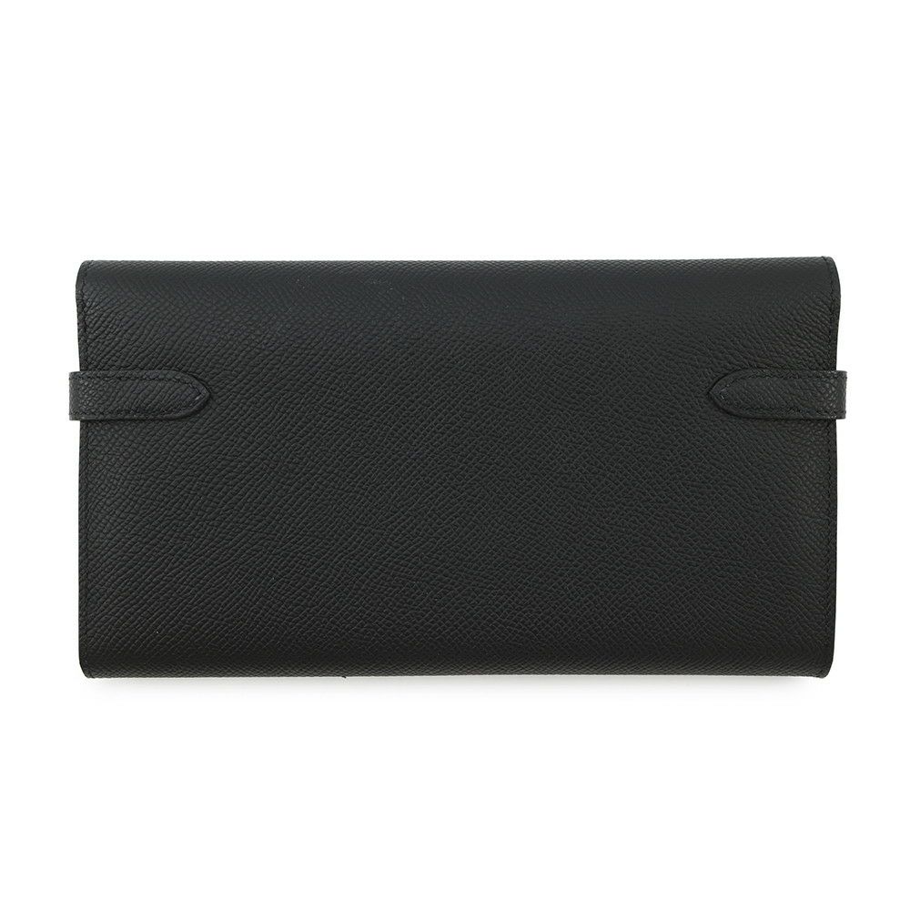 エルメス 長財布 ケリーウォレット ロング ブラック/シルバー金具 エプソン W刻印 HERMES 財布