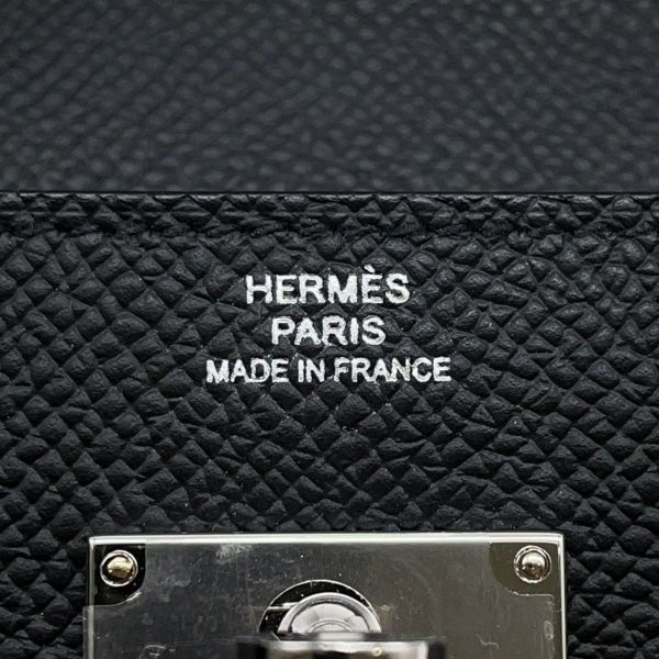エルメス 長財布 ケリーウォレット ロング ブラック/シルバー金具 エプソン W刻印 HERMES 財布