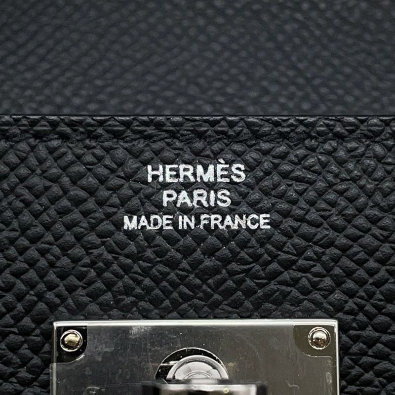 エルメス 長財布 ケリーウォレット ロング ブラック/シルバー金具 エプソン W刻印 HERMES 財布