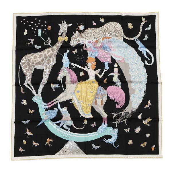 エルメス スカーフ カレ90 エルメス・ストーリー Hermes Story HERMES シルクツイル 2022年春 黒