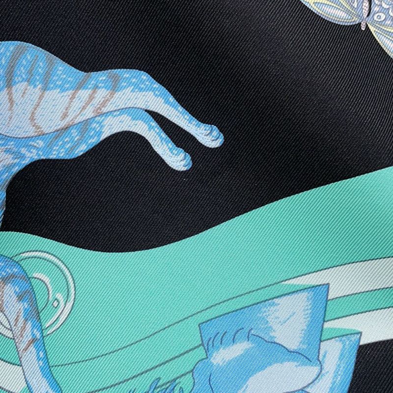 エルメス スカーフ カレ90 エルメス・ストーリー Hermes Story HERMES シルクツイル 2022年春 黒