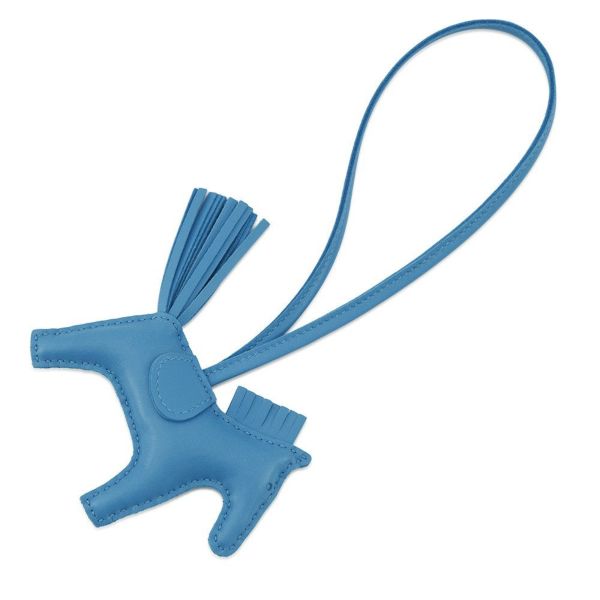 エルメス バッグチャーム ロデオ PM ブルーザンジバル ラムスキン U刻印 HERMES チャーム