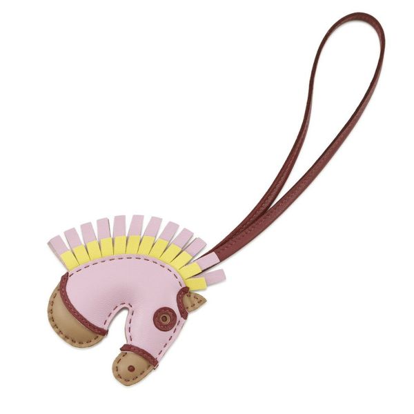 エルメス バッグチャーム ジージー カマイユ モーヴシルベストル/チャイ/ルージュグレナ ラムスキン U刻印