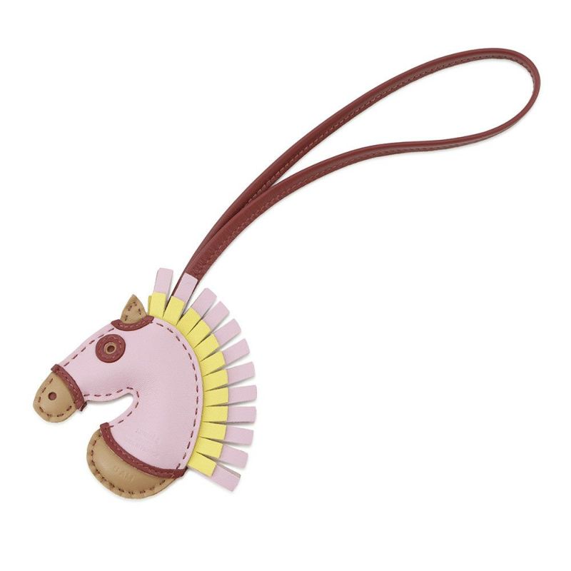 エルメス バッグチャーム ジージー カマイユ モーヴシルベストル/チャイ/ルージュグレナ ラムスキン U刻印