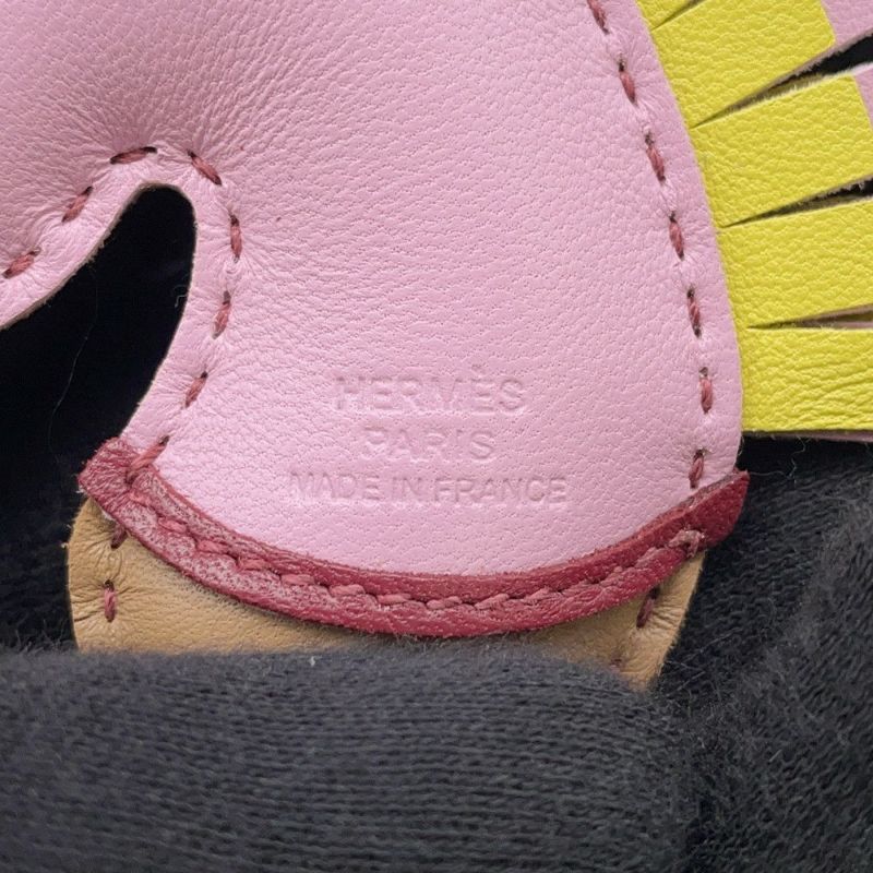 エルメス バッグチャーム ジージー カマイユ モーヴシルベストル/チャイ/ルージュグレナ ラムスキン U刻印