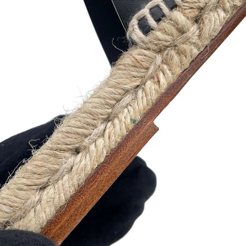 エルメス サンダル アンティグア エスパドリーユ レザー レディースサイズ39 HERMES 靴 黒