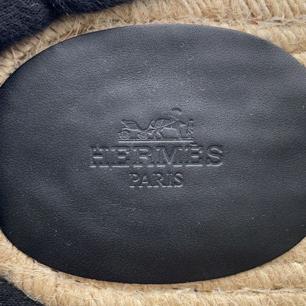 エルメス サンダル アンティグア エスパドリーユ レザー レディースサイズ39 HERMES 靴 黒
