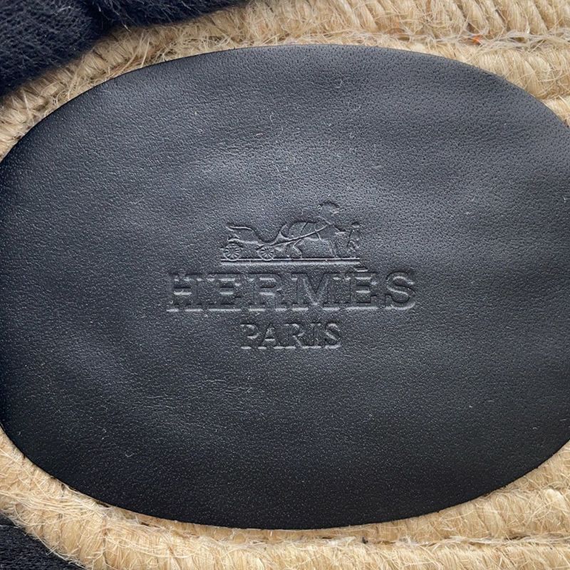 エルメス サンダル アンティグア エスパドリーユ レザー レディースサイズ39 HERMES 靴 黒
