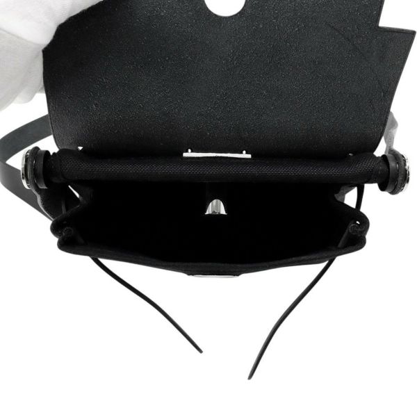 エルメス ショルダーバッグ エールバッグジップ ミニ ブラック/シルバー金具 トワルミリタリー/ヴァッシュハンター W刻印 黒