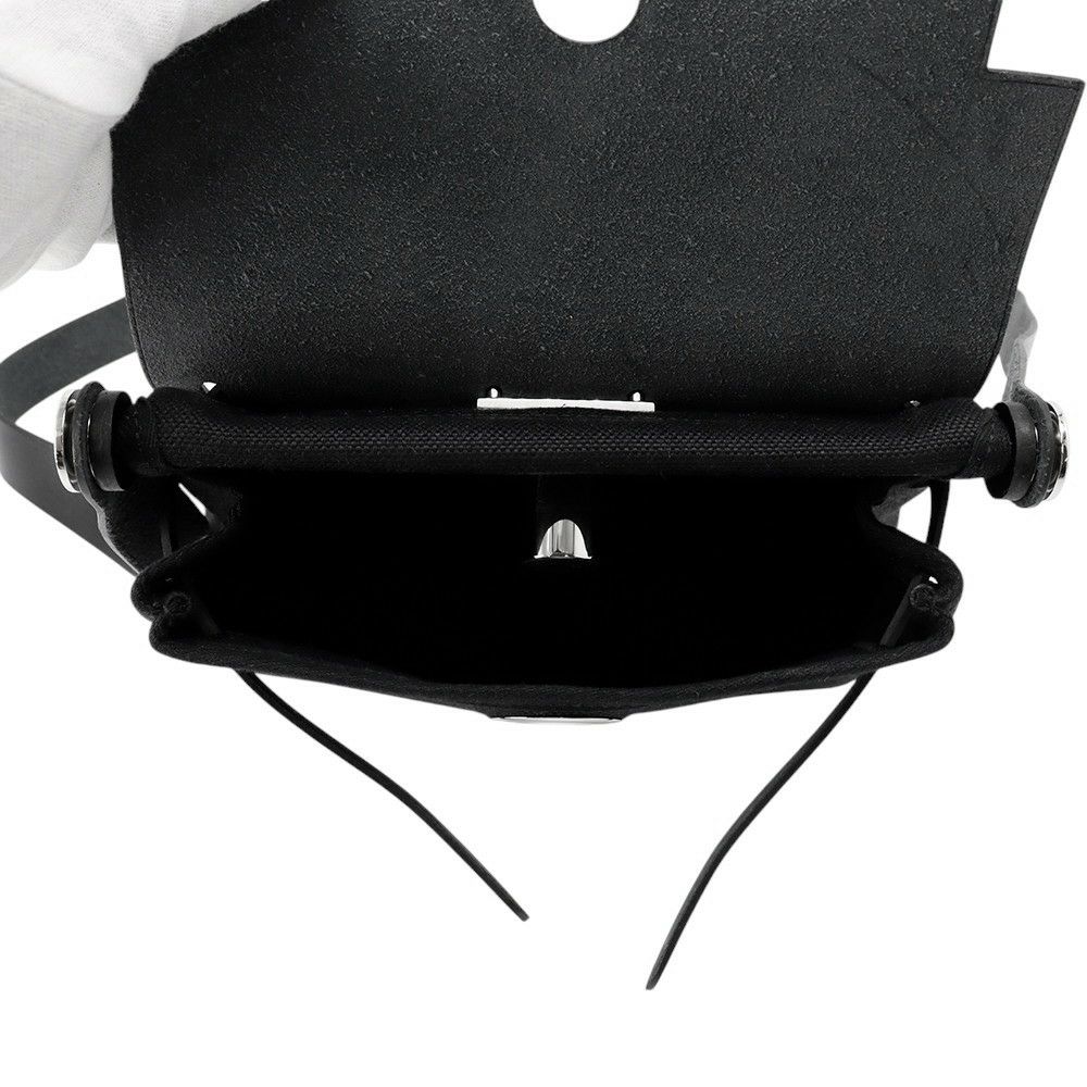 エルメス ショルダーバッグ エールバッグジップ ミニ ブラック/シルバー金具 トワルミリタリー/ヴァッシュハンター W刻印 黒