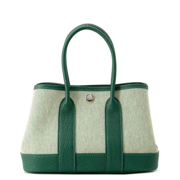 エルメス トートバッグ ネオ・ガーデン 23 ガーデンパーティ  エクリュ/ヴェールモワイヤン/シルバー金具 ネゴンダ/トワルアッシュ K刻印