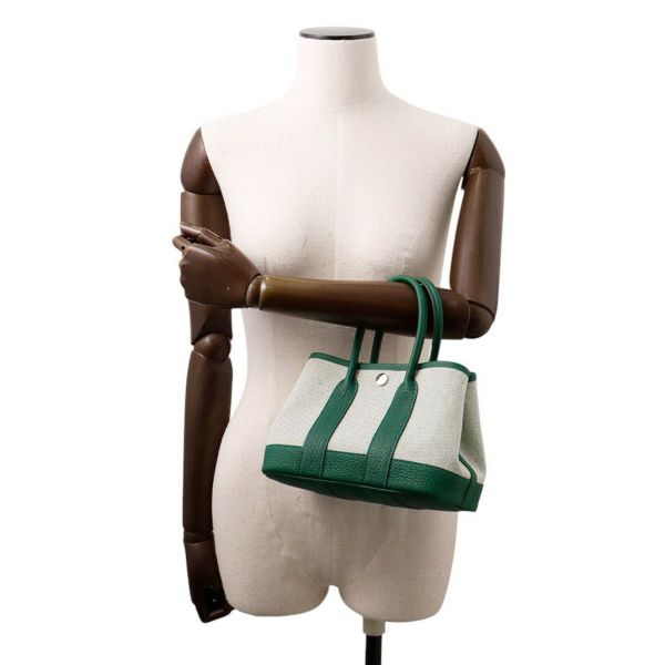 エルメス トートバッグ ネオ・ガーデン 23 ガーデンパーティ  エクリュ/ヴェールモワイヤン/シルバー金具 ネゴンダ/トワルアッシュ K刻印