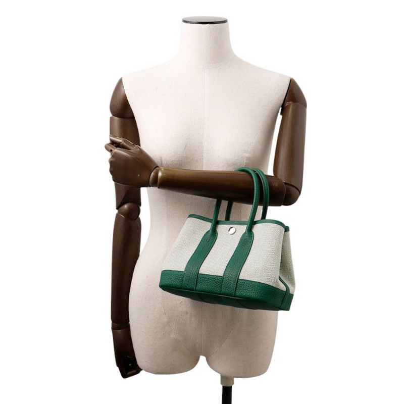 エルメス トートバッグ ネオ・ガーデン 23 ガーデンパーティ  エクリュ/ヴェールモワイヤン/シルバー金具 ネゴンダ/トワルアッシュ K刻印