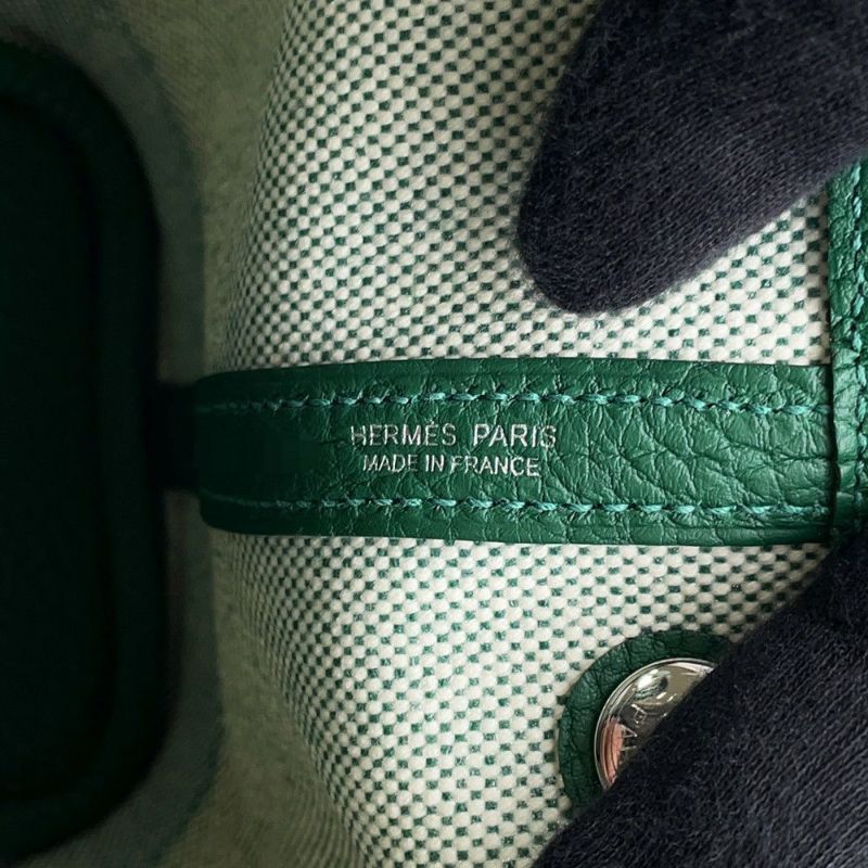 エルメス トートバッグ ネオ・ガーデン 23 ガーデンパーティ  エクリュ/ヴェールモワイヤン/シルバー金具 ネゴンダ/トワルアッシュ K刻印