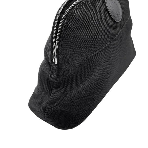 エルメス シューズケアセット ボリードポーチ ブラック/シルバー金具 キャンバス HERMES 黒