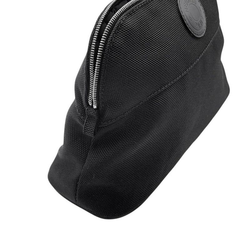 エルメス シューズケアセット ボリードポーチ ブラック/シルバー金具 キャンバス HERMES 黒