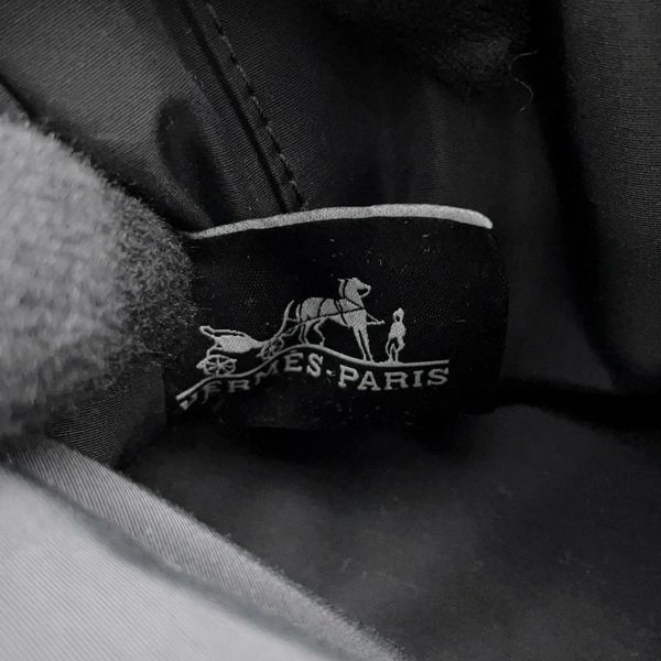 エルメス シューズケアセット ボリードポーチ ブラック/シルバー金具 キャンバス HERMES 黒