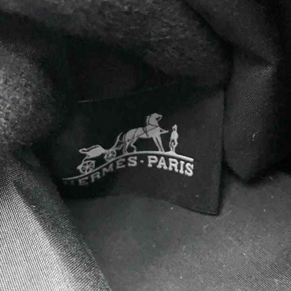 エルメス シューズケアセット ボリードポーチ ブラック/シルバー金具 キャンバス HERMES 黒