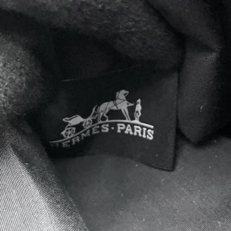 エルメス シューズケアセット ボリードポーチ ブラック/シルバー金具 キャンバス HERMES 黒