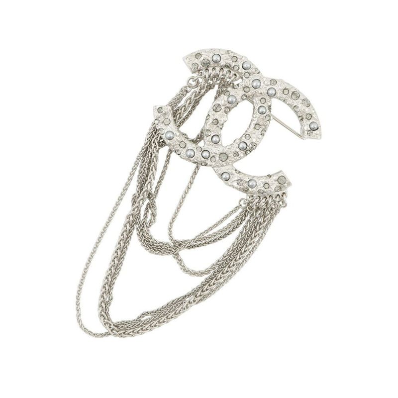 シャネル ブローチ ココマーク チェーン フェイクパール ラインストーン A18A CHANEL アクセサリー