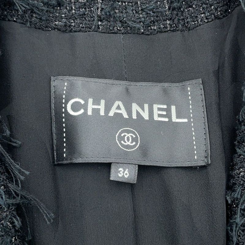 シャネル ジャケット ココマーク ライオンヘッドボタン ツイード レディースサイズ36 P72390 CHANEL 黒