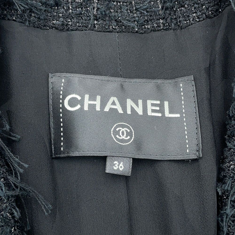 シャネル ジャケット ココマーク ライオンヘッドボタン ツイード レディースサイズ36 P72390 CHANEL 黒