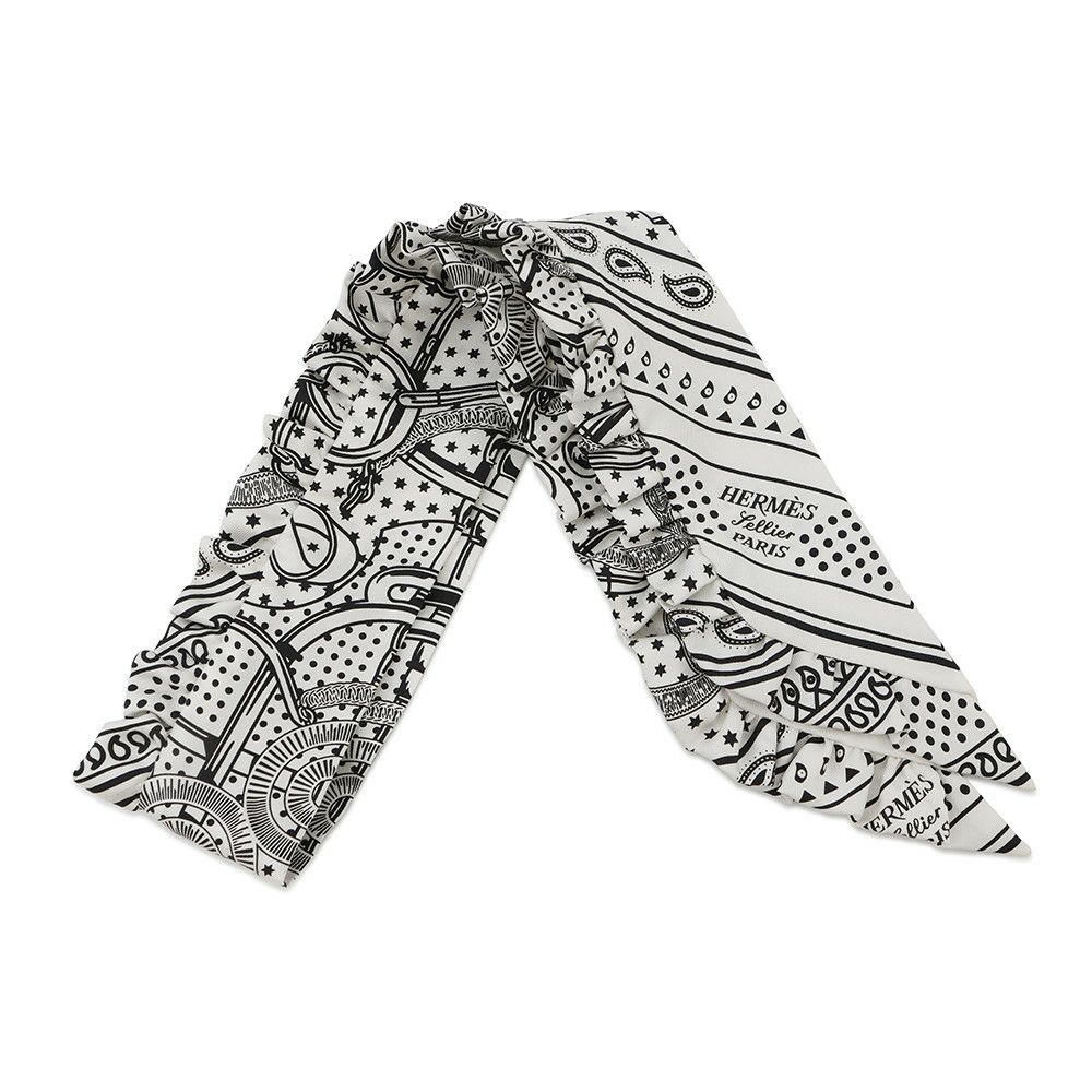 エルメス スカーフ ツイリー フリル エプロン・ドール・バンダナ Eperon d'Or Bandana 2024年春夏 白 黒