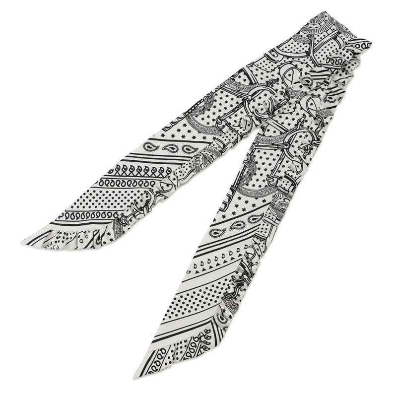エルメス スカーフ ツイリー フリル エプロン・ドール・バンダナ Eperon d'Or Bandana 2024年春夏 白 黒