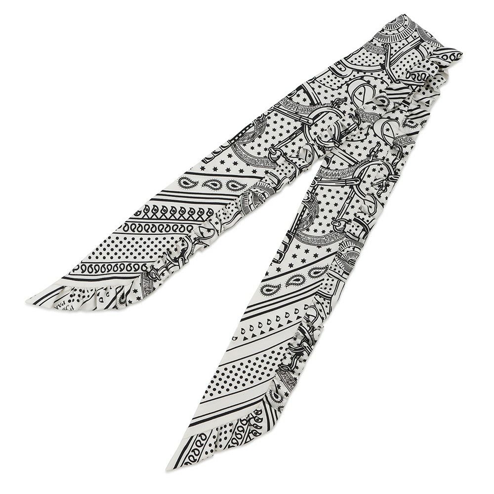 エルメス スカーフ ツイリー フリル エプロン・ドール・バンダナ Eperon d'Or Bandana 2024年春夏 白 黒