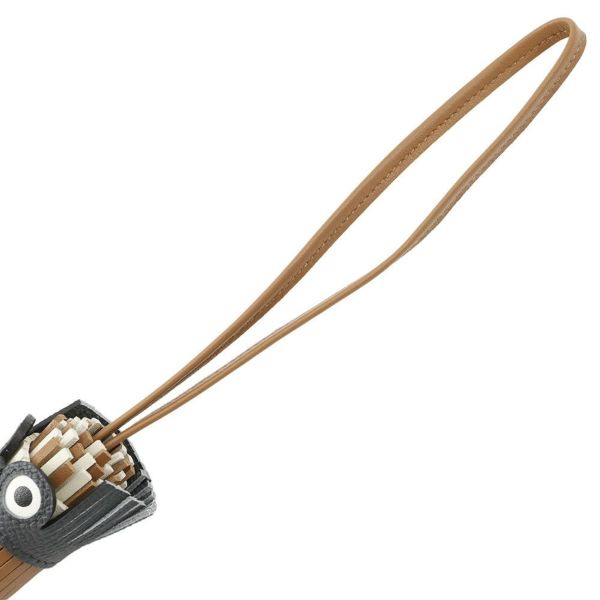 エルメス バッグチャーム シュエット グリミスティ/ゴールド/ナタ ラムスキン/エプソン/スイフト K刻印 フクロウ