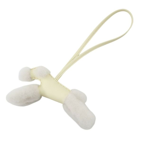 エルメス バッグチャーム バディ ジョーヌミルトン ラムスキン/ムートン K刻印