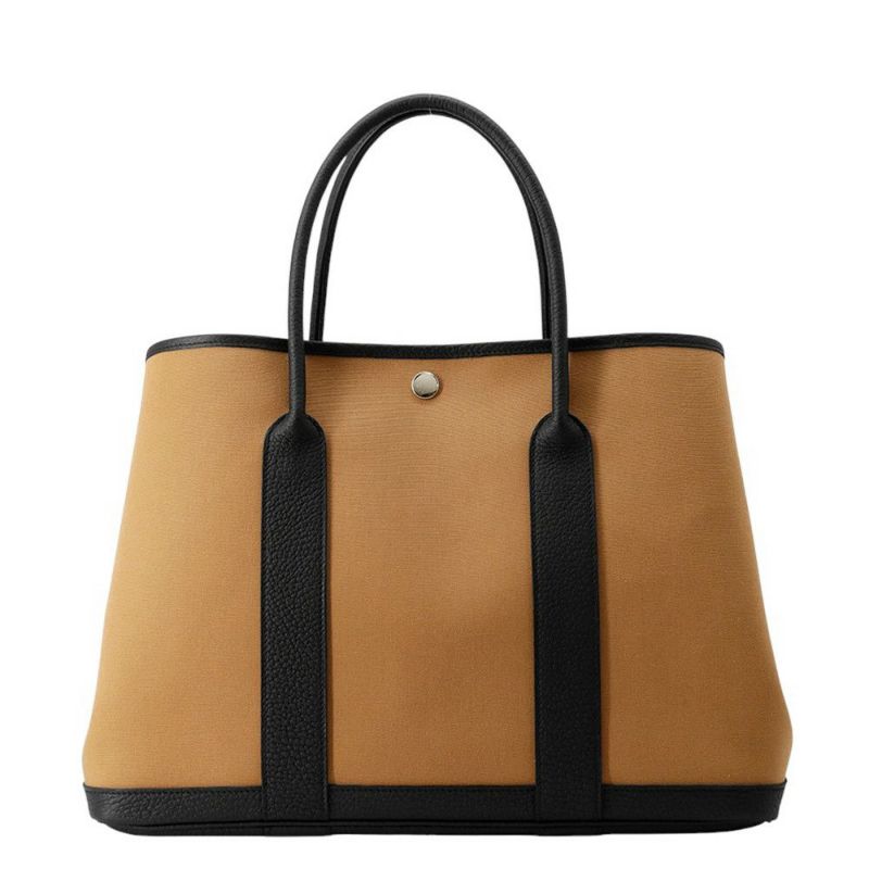 エルメス トートバッグ ガーデンパーティPM ビスキュイ/ブラック/シルバー金具 トワルアッシュ/ネゴンダ W刻印