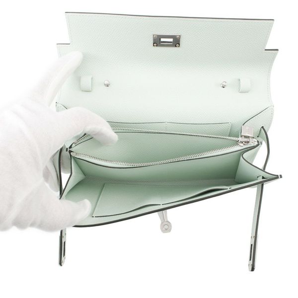 エルメス ケリーウォレット ロング トゥーゴー ヴェールペパーミント/シルバー金具 エプソン K刻印 HERMES 財布