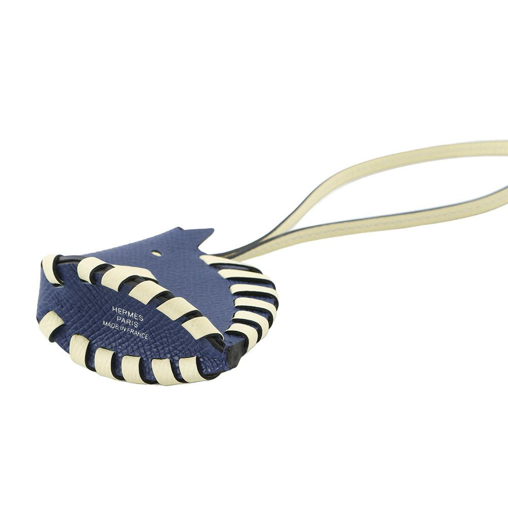 エルメス バッグチャーム シュバル トレッセ ブルータイ/ジョーヌミルトン エプソン K刻印 HERMES チャーム