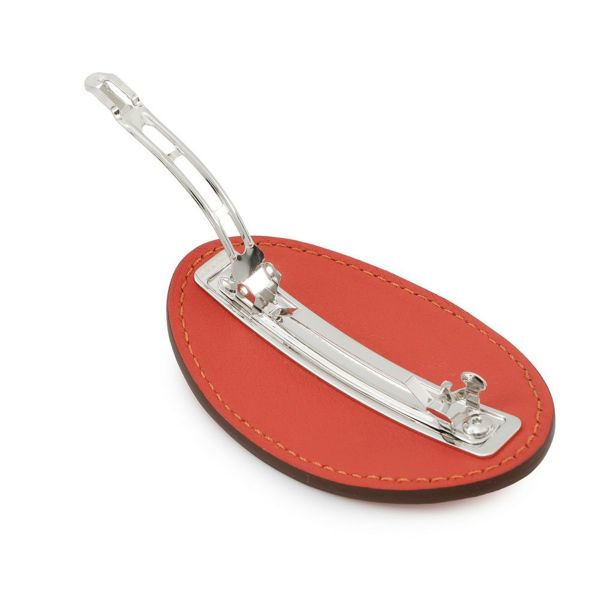 エルメス バレッタ エブリンPM オランジュ・フィールド/シルバー金具 スイフト HERMES ヘアアクセサリー