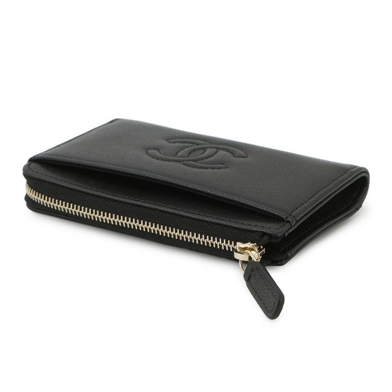 シャネル コインケース ココマーク フラグメント キャビアスキン AP4661 CHANEL 財布 黒