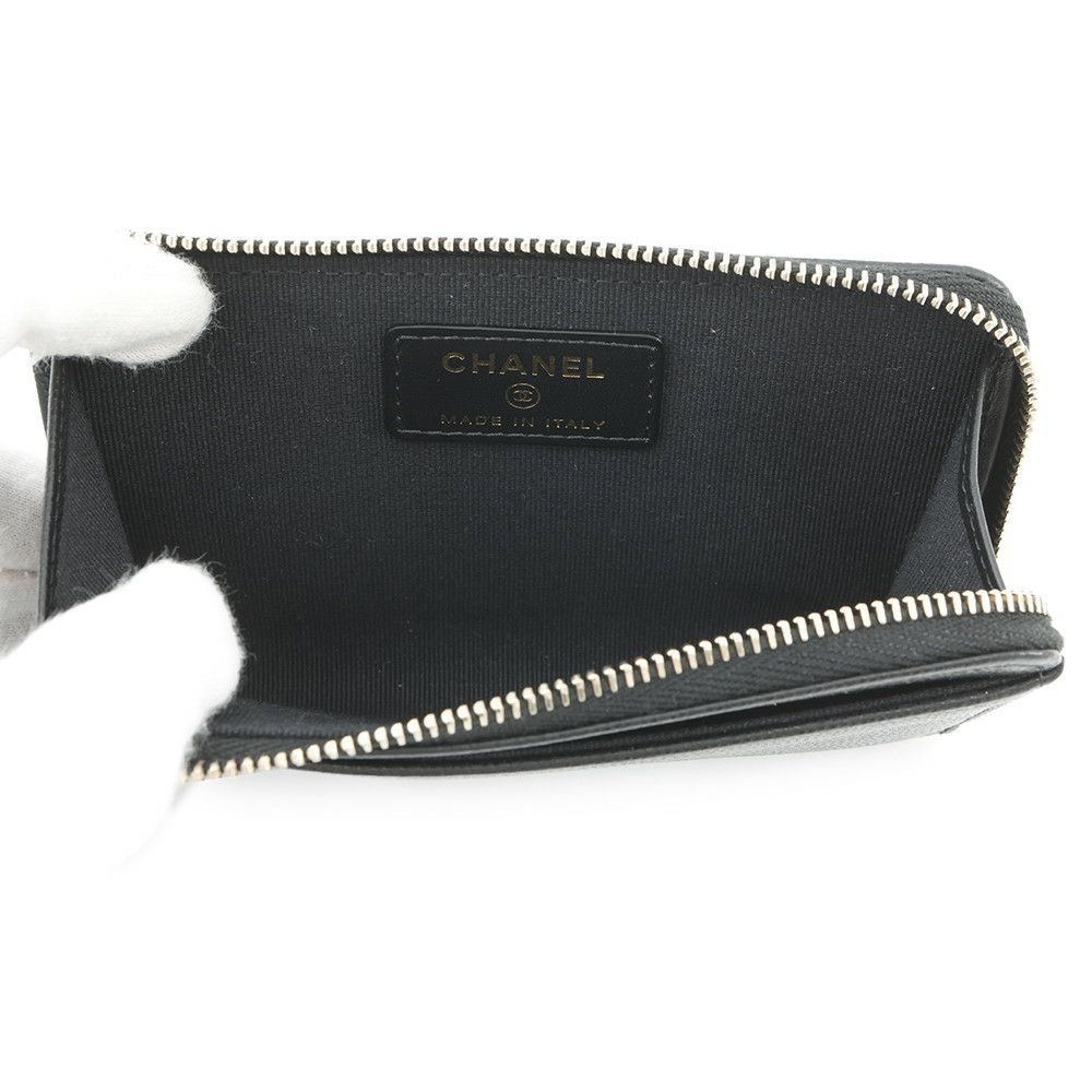 シャネル コインケース ココマーク フラグメント キャビアスキン AP4661 CHANEL 財布 黒