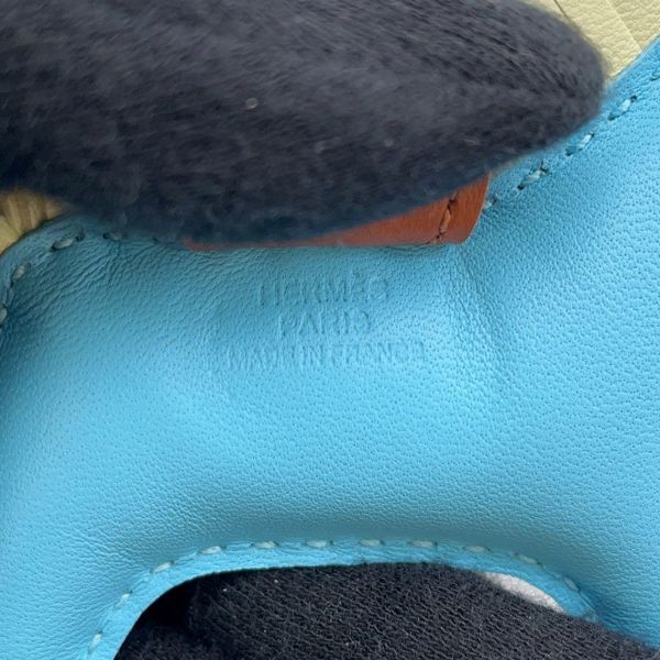 エルメス バッグチャーム ロデオ PM セレスト/ジョーヌミルトン/ゴールド ラムスキン W刻印